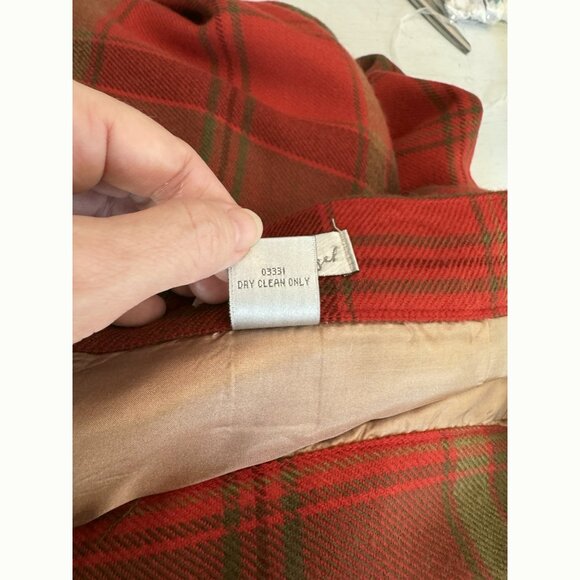 Vintage Spiegel Plaid Midi Wrap Skirt Size 14 Red Green Tartan Fringe Holiday - Picture 8 of 11